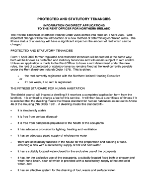 Protected and Statutory Tenancies Application Form