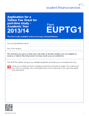 EU Tuition Fee Grant Application Form 2013/14