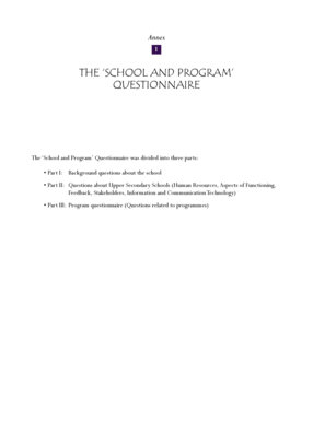 OECD School and Program Questionnaire