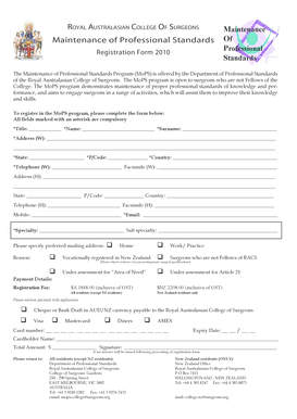 Fillable Online surgeons Maintenance of Professional Standards (MOPS ...