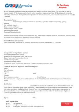 EV Certificate Request Form