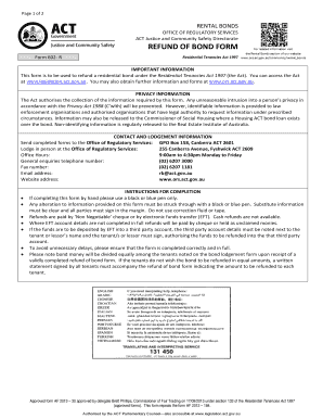 ACT Refund of Bond Form