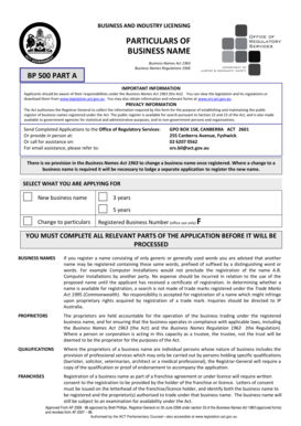 Business Name Registration Form