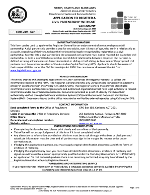 Civil Partnership Registration Form