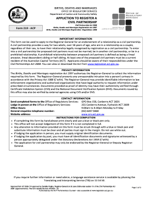 Civil Partnership Registration Form