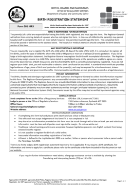 Birth Registration Statement Form 201