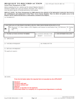 NSW Water Access Licence Request Form