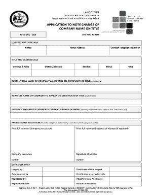 APPLICATION TO NOTE CHANGE OF - legislation act gov