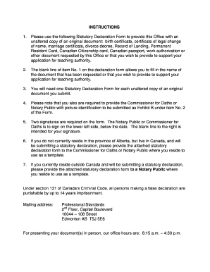 Statutory Declaration Form
