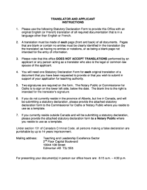 Statutory Declaration Form