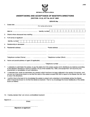 South Africa Master's Directions Undertaking