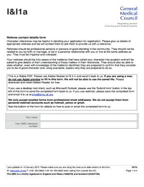 Referee Contact Details Form