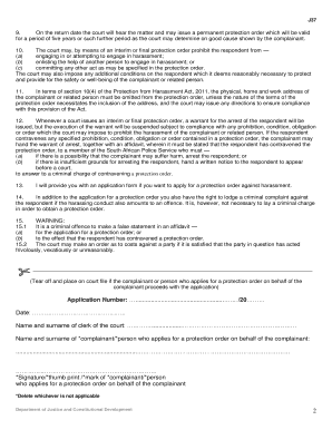 South Africa Protection Order Information Notice