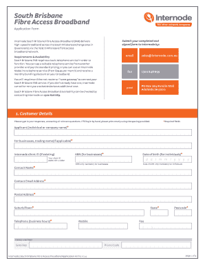 South Brisbane Fibre Access Broadband Application Form