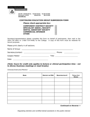 Continuing Education Group Submission Form