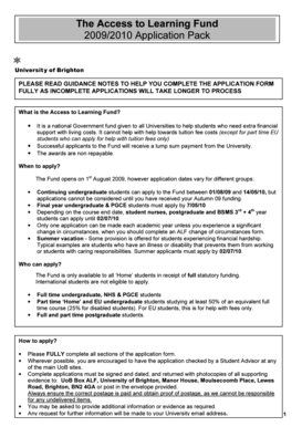 Access to Learning Fund Application Form