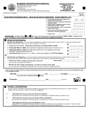 San Francisco Business Registration Renewal Form