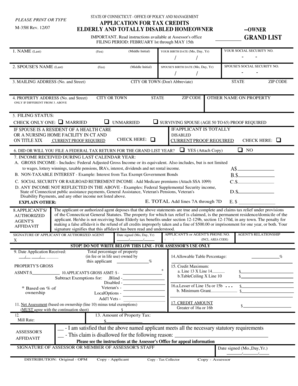 Connecticut Elderly and Disabled Homeowner Tax Credit Application