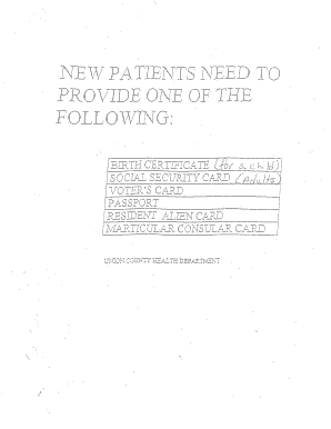 Union County Health Department Dental Clinic New Patient Form
