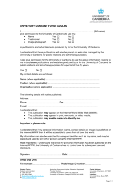 University Consent Form