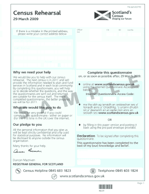 Scotland Census Household Questionnaire