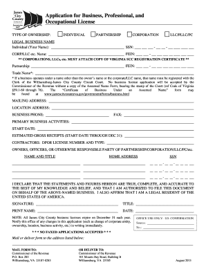 Virginia Business License Application