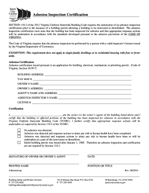 Virginia Asbestos Inspection Certification