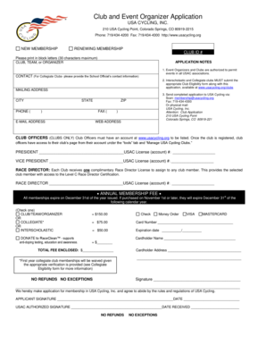 USA Cycling Club Application