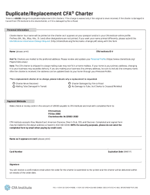 CFA Charter Duplicate Request Form