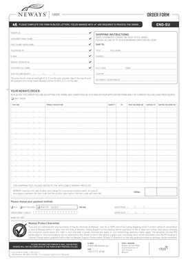 Europe Order Form