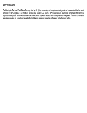 USA Cycling Non-Sanctioned Event Release Form