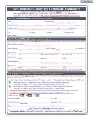 New Brunswick Marriage Certificate Application