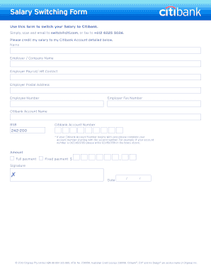Salary Switching Form