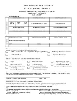 Birth Certificate Application