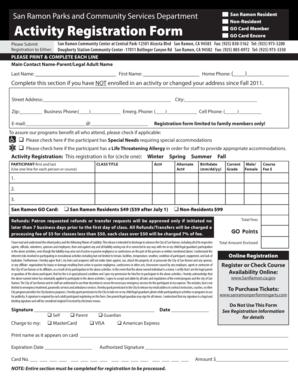 San Ramon Activity Registration Form