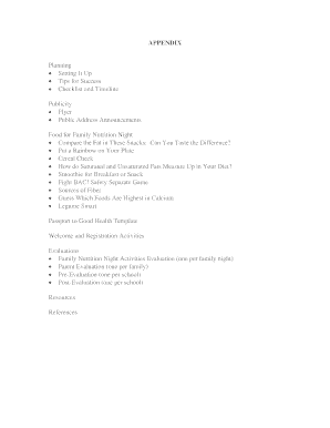 Family Nutrition Night Passport Template