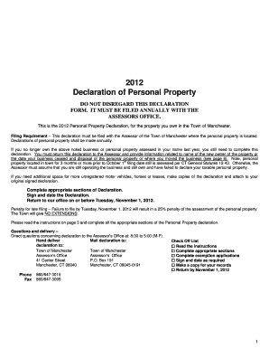 2012 Connecticut Personal Property Declaration