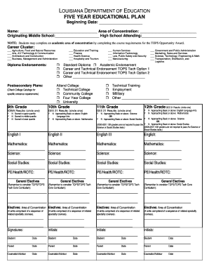 Louisiana Five Year Educational Plan