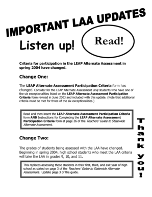 LEAP Alternate Assessment Participation Criteria Form