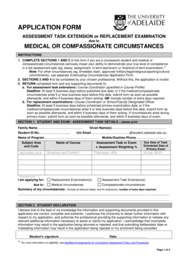 University of Adelaide Assessment Task Extension or Replacement Examination Form