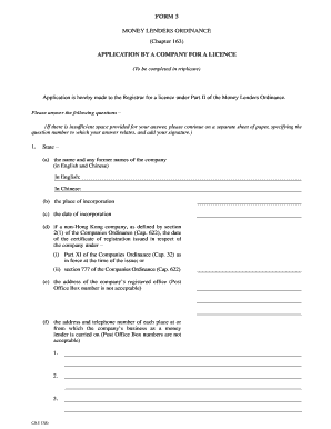 Form 3 - Application by a company for a licence - cr gov