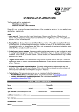 Student Leave of Absence Form