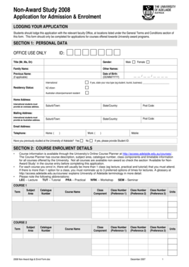 University of Adelaide Non-Award Application Form