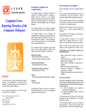 Complaint Form - Companies Registry
