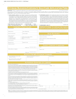 Citibank Business Corporate Gold Card Application