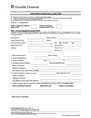 Creditshield Insurance Claim Form