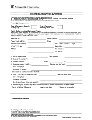 Creditshield Insurance Claim Form