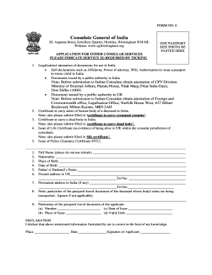 India Consular Services Application Form
