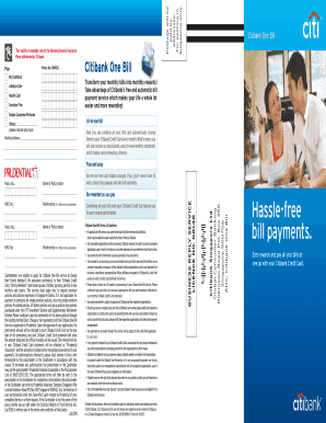 Citibank One Bill Application Form