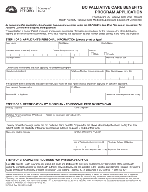 BC Palliative Care Benefits Program Application